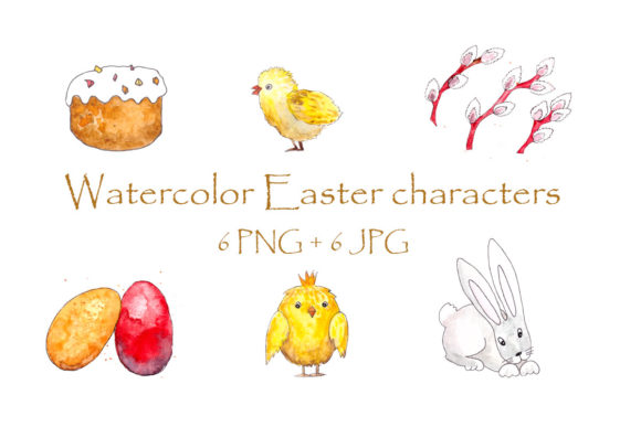 Download Watercolor Easter Characters, Elements - Easter Collection