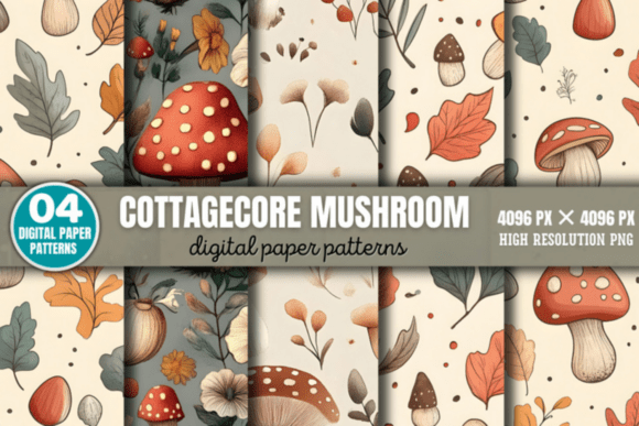 Download Cottagecore Mushroom Pattern - Mushroom pattern Collection