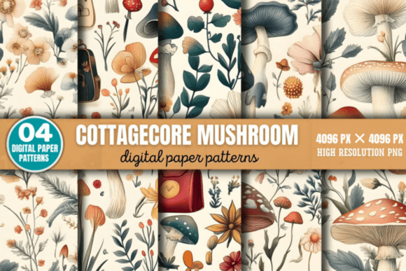 Download Cottagecore Mushroom Pattern - Mushroom pattern Collection