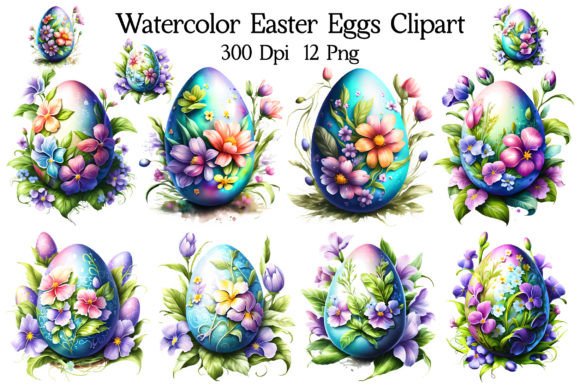 Download Watercolor Easter Eggs Clipart - Easter Collection