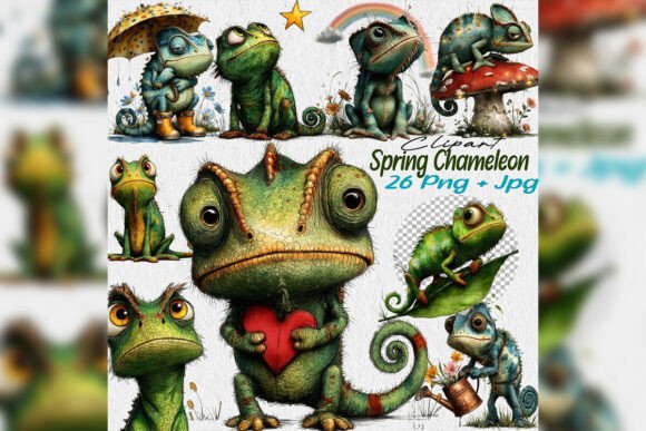 Download Watercolor Easter Chameleon Clipart - Easter Collection