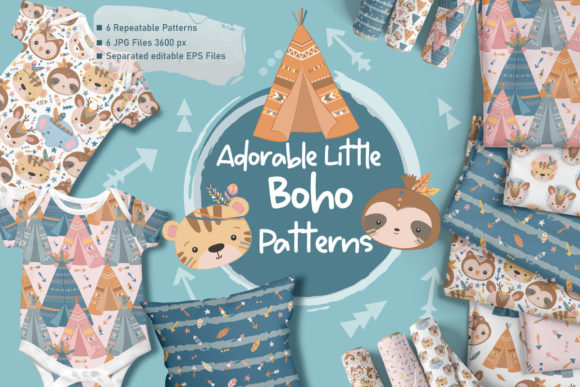Download Adorable Little Boho Digital Paper Set - Boho digital paper Collection