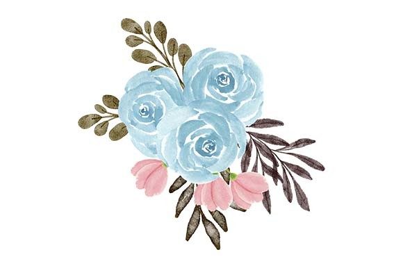 Download Blue Rose Flower Watercolor Bouquet - Watercolor bouquet Collection