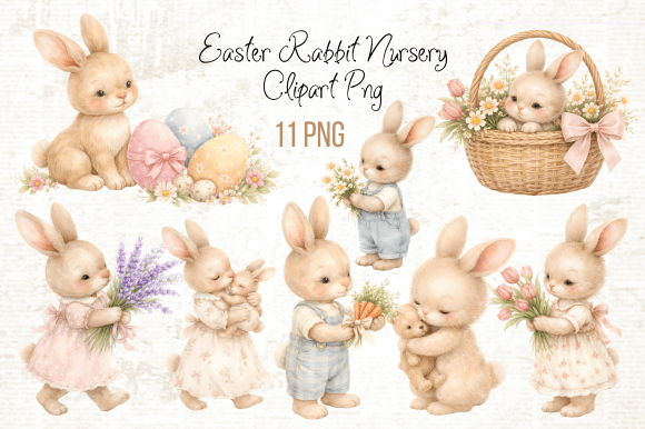 Download Easter Rabbit Nursery Clipart PNG - Easter Collection