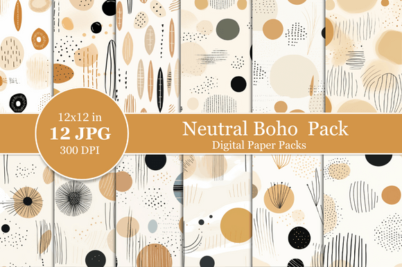 Download Neutral Boho Digital Paper Pack - Boho digital paper Collection