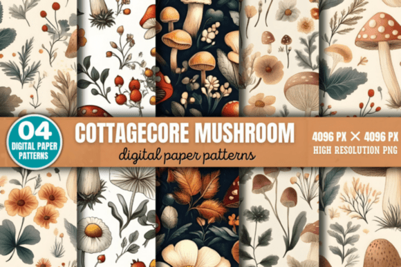 Download Cottagecore Mushroom Pattern - Mushroom pattern Collection