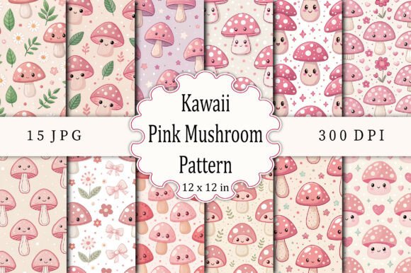 Download Kawaii Pink Mushroom Pattern - Mushroom pattern Collection