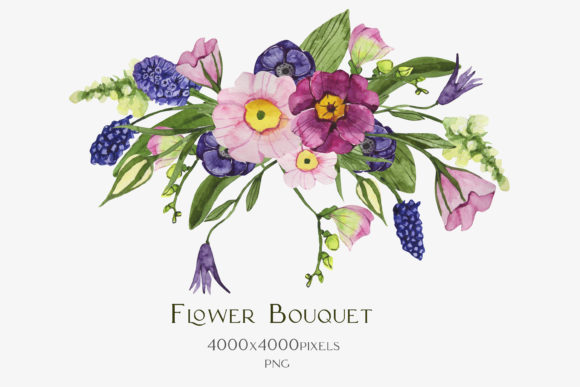 Download Watercolor Bouquet of Spring Flowers - Premium Bundle