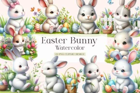 Download Watercolor Easter Bunny Clipart - Easter Collection