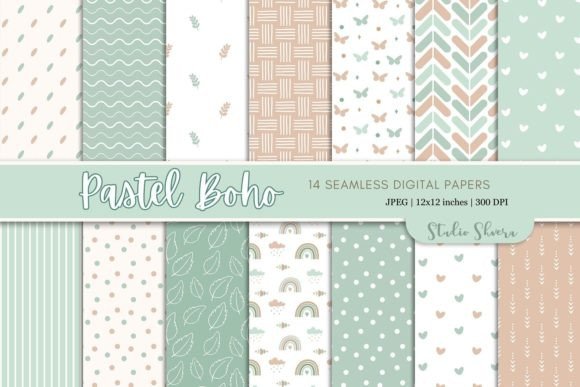 Download Pastel Boho Digital Paper Pack - Boho digital paper Collection