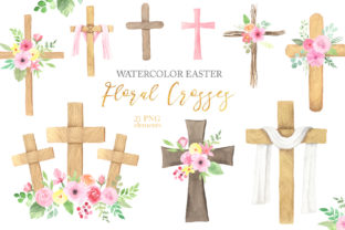 Download Watercolor Easter Floral Crosses - Easter Collection