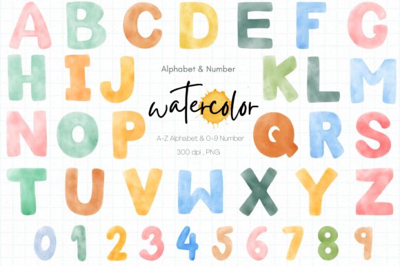 Download Watercolor Alphabet and Number - Number Collection