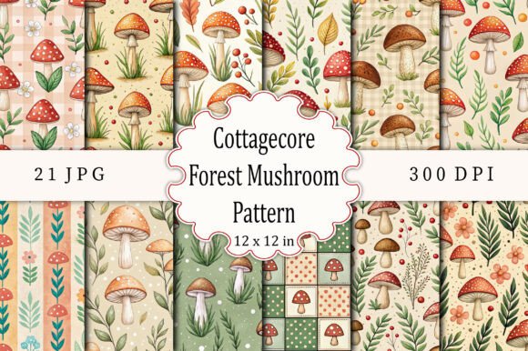 Download Cottagecore Forest Mushroom Pattern - Mushroom pattern Collection