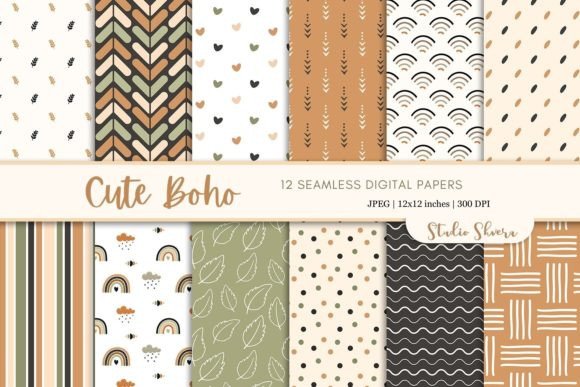 Download Cute Boho Digital Paper Pack - Boho digital paper Collection
