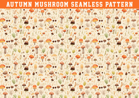 Download Watercolor Autumn Mushroom Pattern - Mushroom pattern Collection