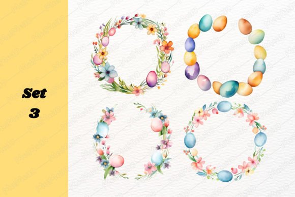 Download Watercolor Easter Egg Flower Frame Set - Easter Collection