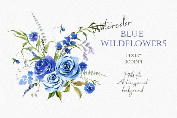 Download Watercolor Bouquet of Blue Roses - Watercolor bouquet Collection