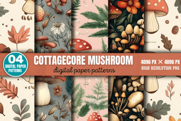 Download Cottagecore Mushroom Pattern - Mushroom pattern Collection