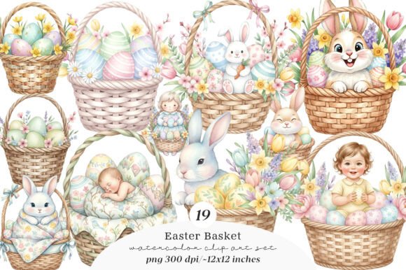 Download Easter Basket Clipart PNG Bundle - Easter Collection