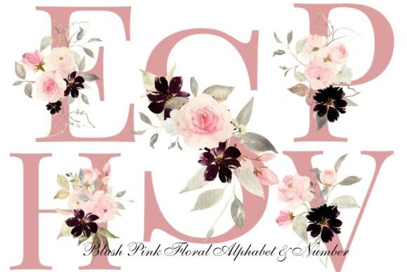 Download Blush Pink Floral Alphabet &amp; Number PNG - Number Collection
