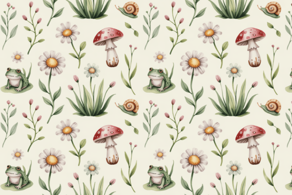 Download Cottagecore Frog Mushroom Pattern - Mushroom pattern Collection