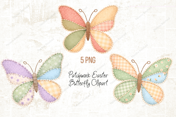 Download Patchwork Easter Butterfly Clipart PNG - Easter Collection