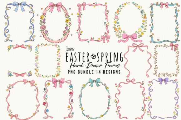 Download Easter Spring Hand-Drawn Frame Bundle - Easter Collection